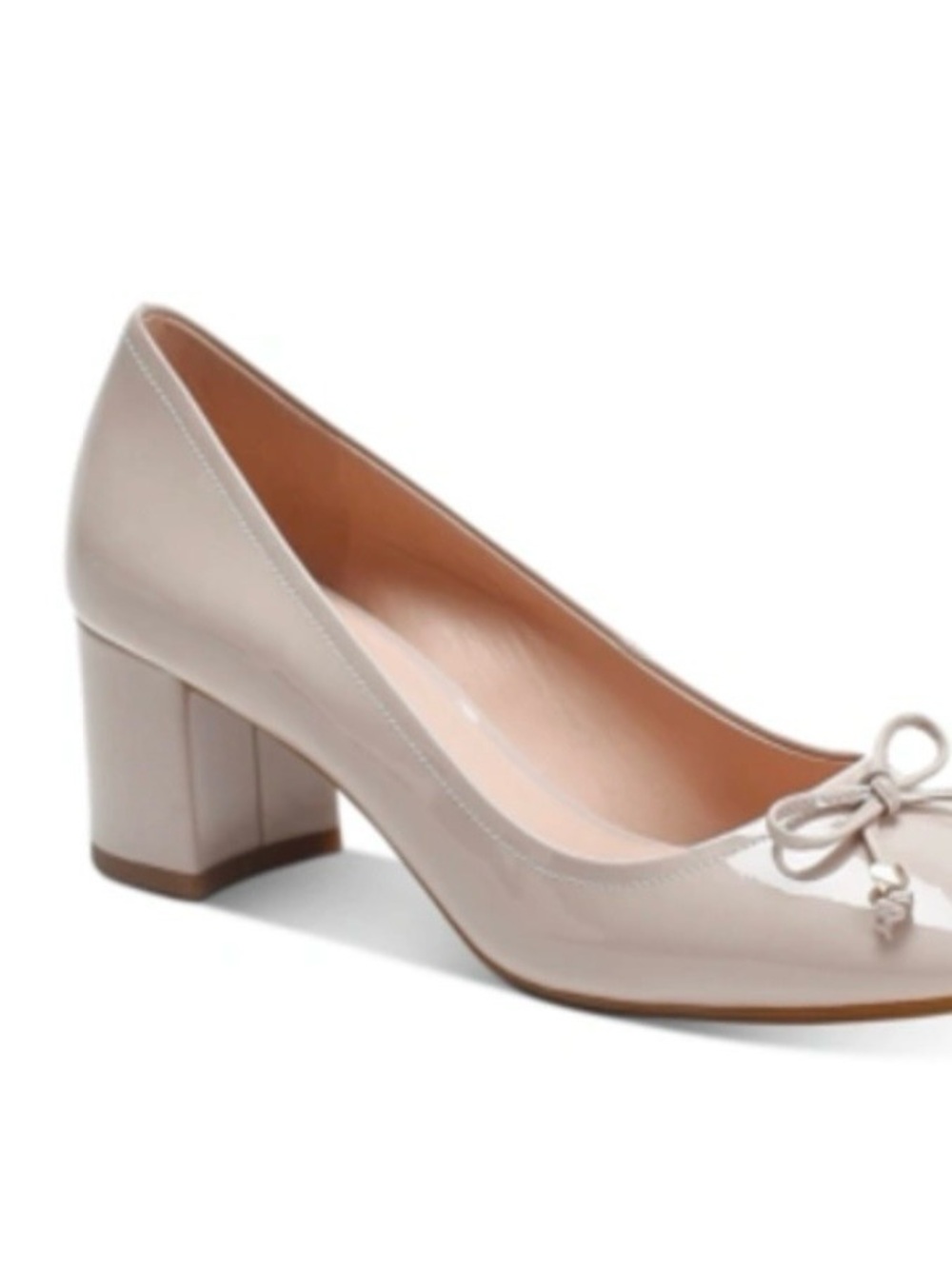 Kate spade Bev Bow pumps nude patent leather block mid heel size 7.5